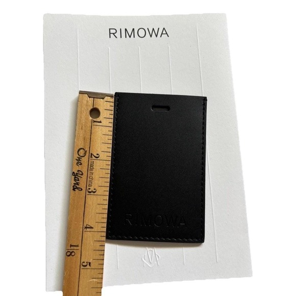 Rimowa 100% Leather Travel Luggae Address Tag & Sticker Decal Black Silver Italy - Picture 7 of 9